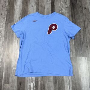 Nike MLB Philadelphia Phillies #20 Mike Schmidt Powder Blue T-shirt.